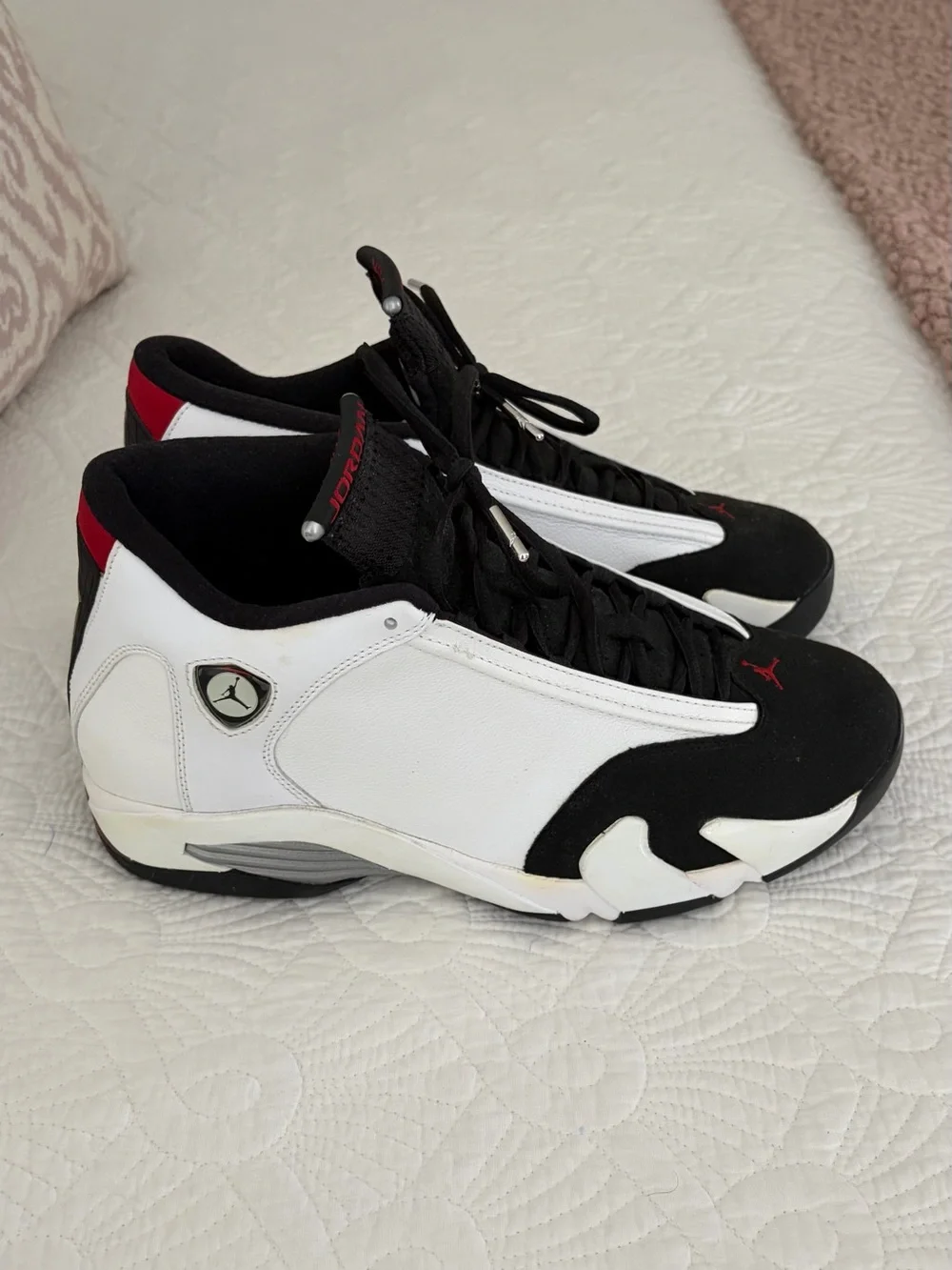Jordan Men’s Black/White Athletic Shoes with Red Accents
